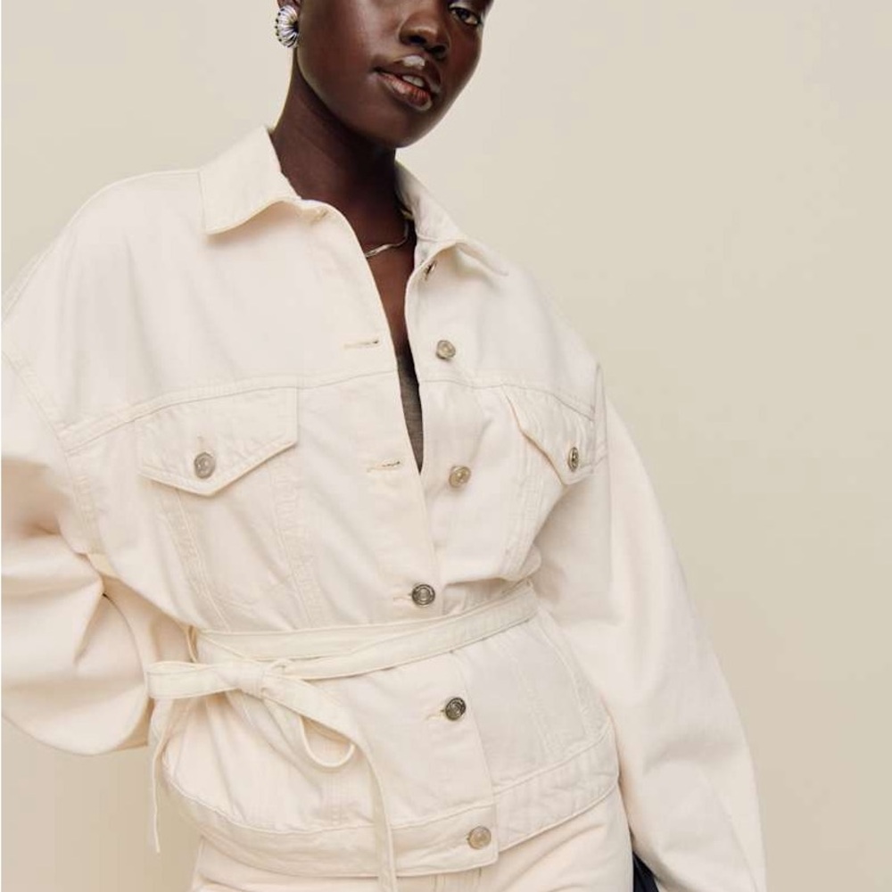 Reformation Luna Belted Denim Jacket